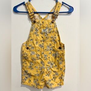 Oshkosh Bgosh Vestbak Yellow Flower Butterfly Shortall Overall  5T/5A